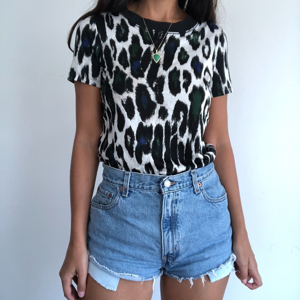 DIVORCE CLEARANCE-TAKING OFFERS Worth NY Leopard silk and cotton top XS